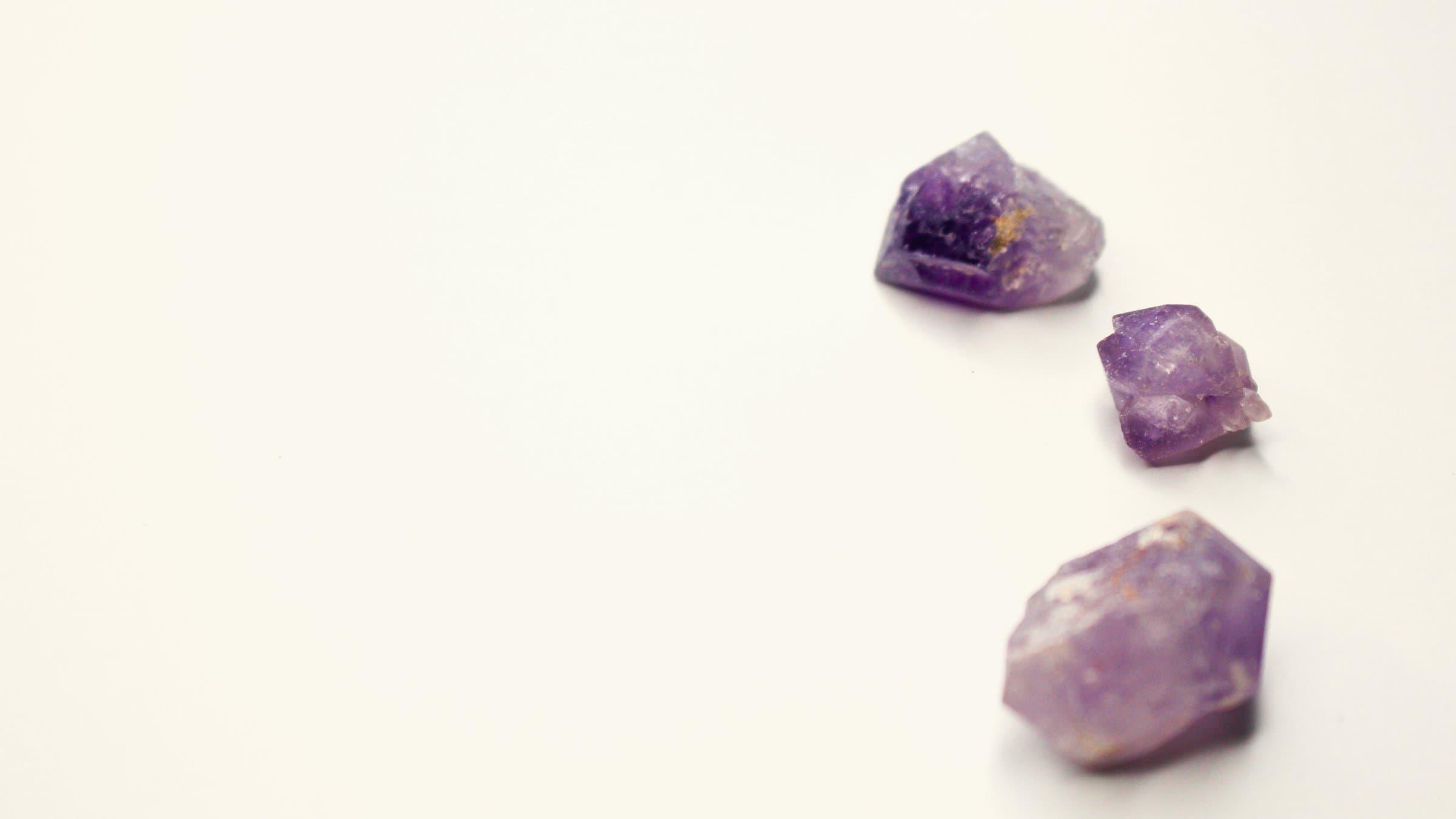Raw crystals in soft, warm light